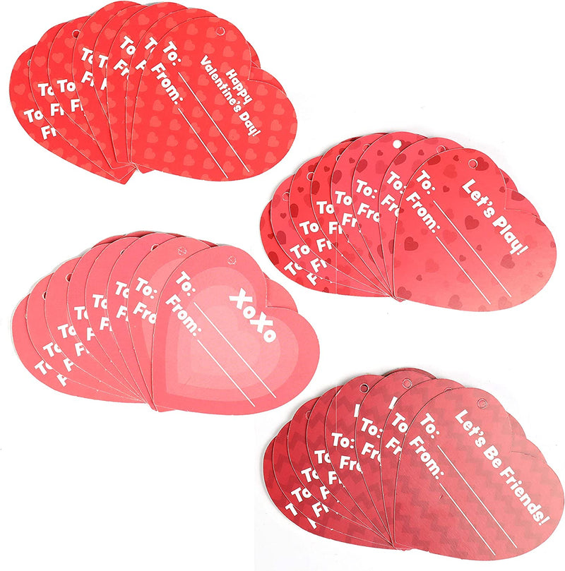 28Pcs Bath Toy Filled Hearts Set with Valentines Day Cards for Kids-Classroom Exchange Gifts