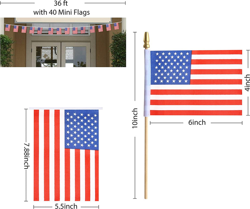 10" Stick Flags & 8" Flag Garlands, 14 Pcs