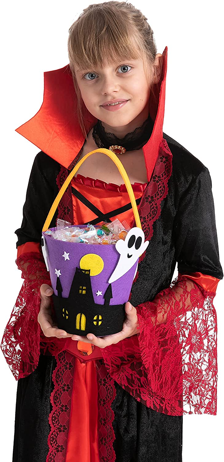 6 Pcs Halloween Felt Bucket, Assorted Design