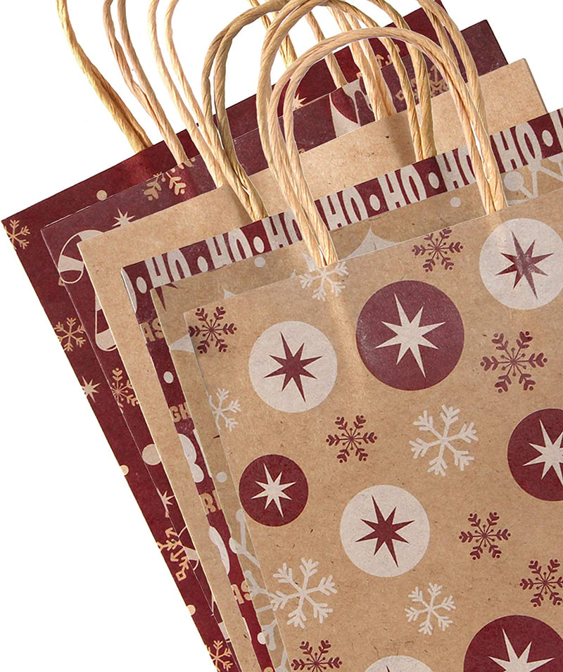 Kraft Holiday Gift Bags, 24 Pcs