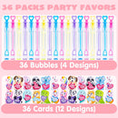 36Pcs Kids Valentines Cards with Mini Bubble Maker Wands-Classroom Exchange Gifts