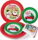 96Pcs Christmas Paper Plates and Napkins Set