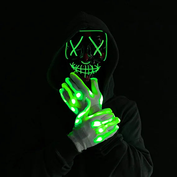 Led Scary Mask And Gloves (green)