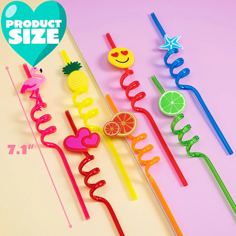 28pcs Drinking Straws Reusable with Kids Valentines Cards for Valentine Party Favors
