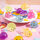 28Pcs Glitter Mochi Toys with Kids Valentines Cards for Classroom Exchange