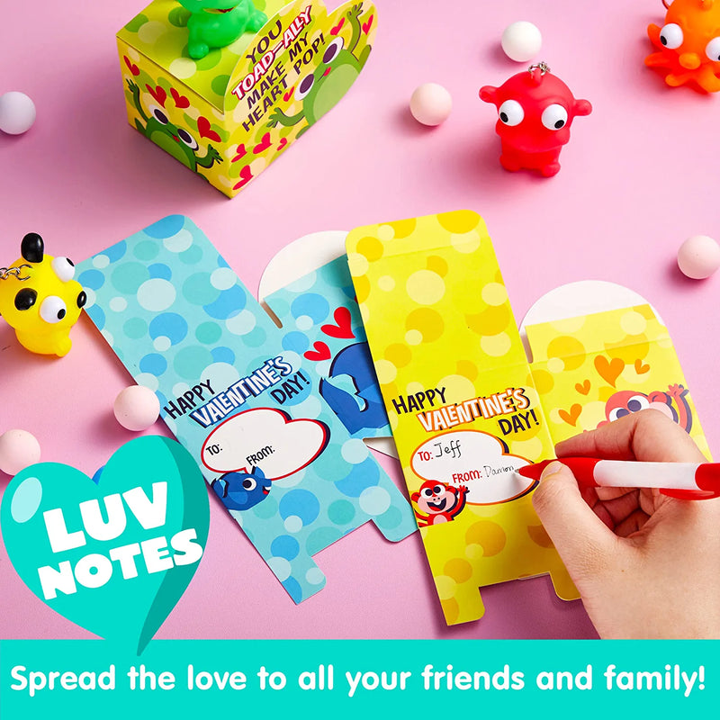 24Pcs Kids Valentines Cards with popping Eyes in Boxes-Classroom Exchange Gifts