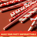 200Pcs Christmas Red Paper Straws