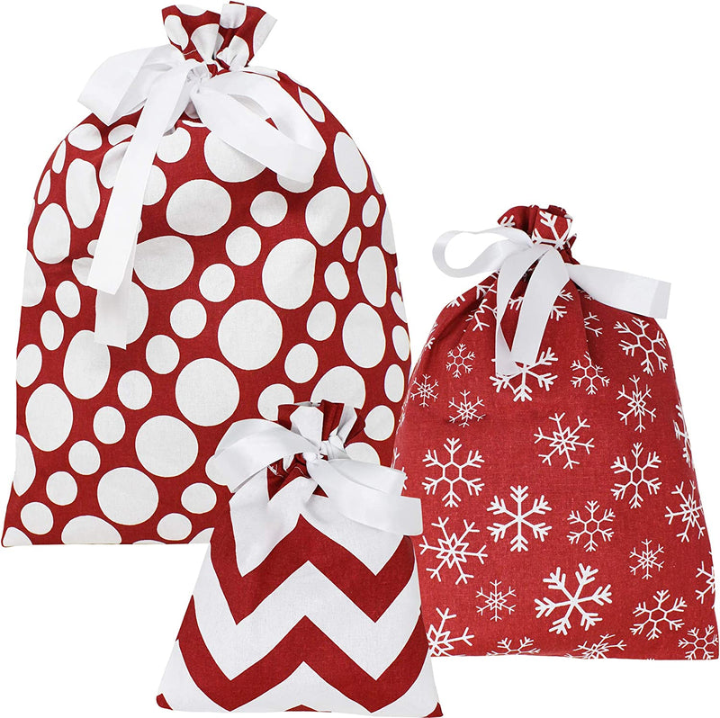 Red Fabric Gift Bag In Sizes, Pack