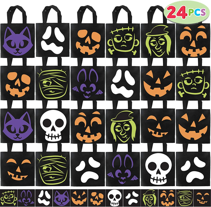 24 Halloween Black Non-woven Tote Bags