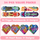 28Pcs Mini Skateboards in Boxes with Kids Valentines Cards for Classroom Exchange