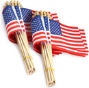 10in American Flags with Handheld Wooden Sticks, 24 Pcs