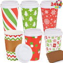 24Pcs Christmas Paper Cup 16 oz with Holiday Design