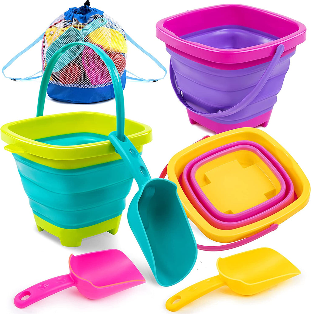 Portable Beach Bucket Sand Toy Foldable Collapsible Multi Purpose