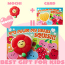 28Pcs Mochi Squishy Toys with Kids Valentines Cards for Classroom Exchange Gift