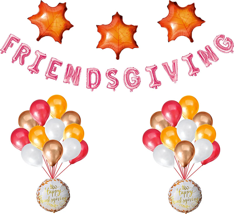 Friendsgiving Balloon Letters with Maple and Graphic Combo Balloons