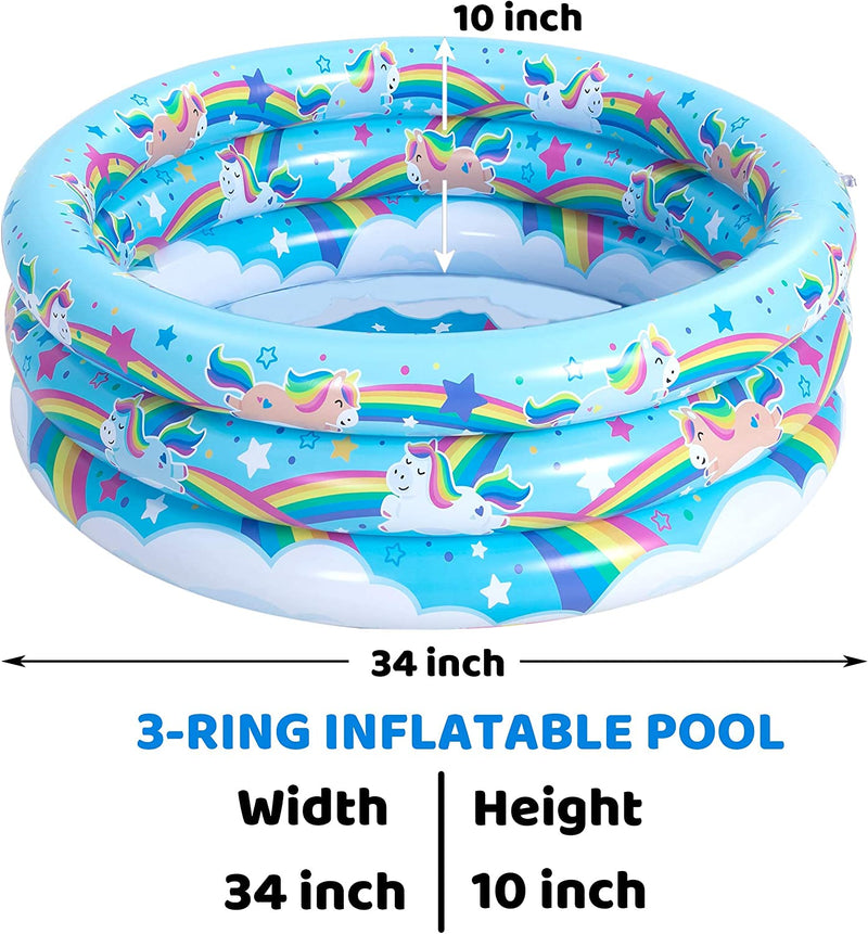 SLOOSH - Unicorn w/ Rainbow & Rainbow Inflatable Kiddie Pool Set