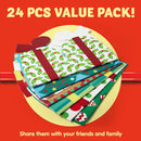 3d Christmas Goody Gift Boxes With Bow, 24 Pcs