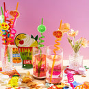 28pcs Drinking Straws Reusable with Kids Valentines Cards for Valentine Party Favors