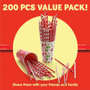 200Pcs Christmas Red Paper Straws
