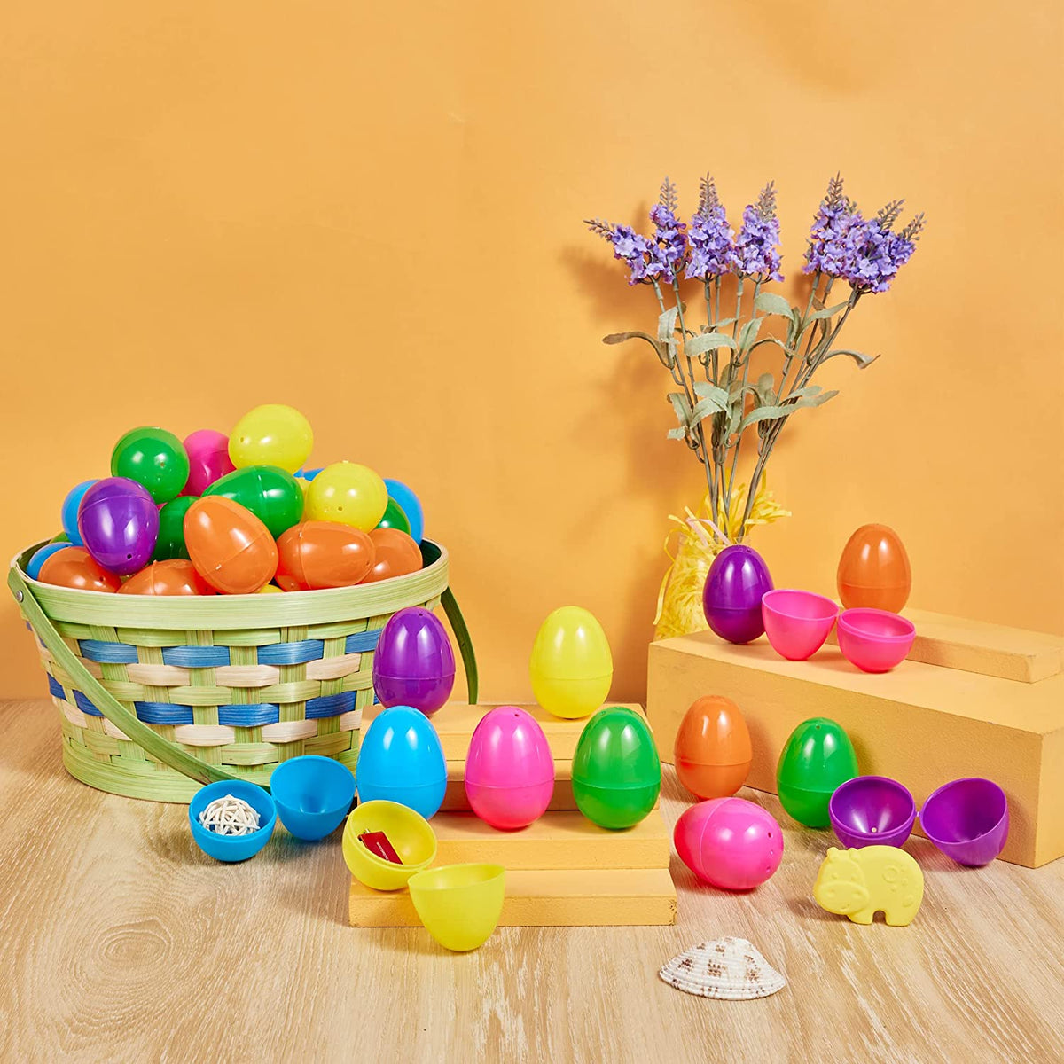 600Pcs 2.3in Colorful Bright Plastic Easter Egg Shells for Easter Egg