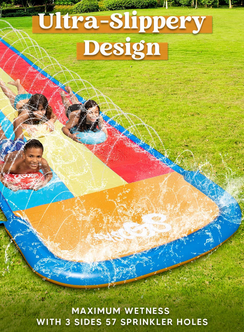 SLOOSH - 3 Person Deluxe Water Slides with 3 Bodyboards