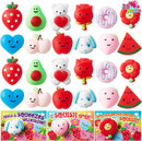 28Pcs Mochi Squishy Toys with Kids Valentines Cards for Classroom Exchange Gift