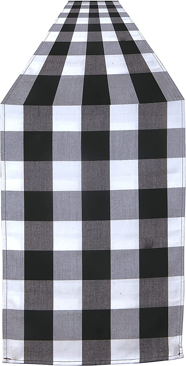 Christmas Table Runner Buffalo Check Classic 14x72in (black & white)