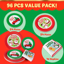 96Pcs Christmas Paper Plates and Napkins Set