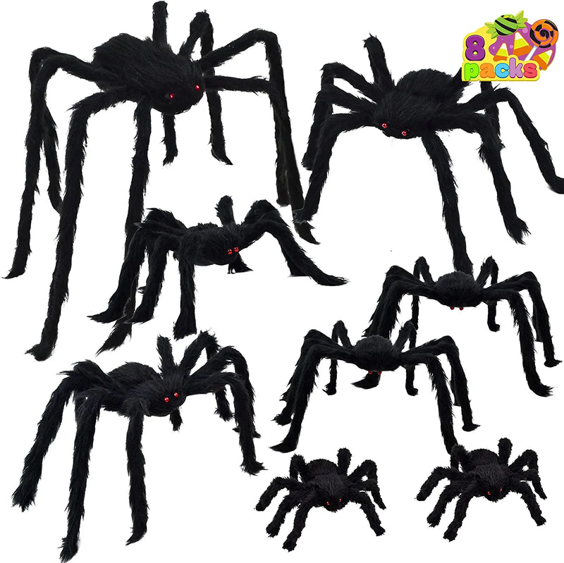 Realistic Hairy Spiders Set, 8 Pack