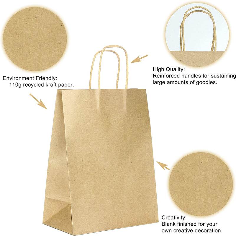 100 Pcs Christmas Kraft Paper Bags