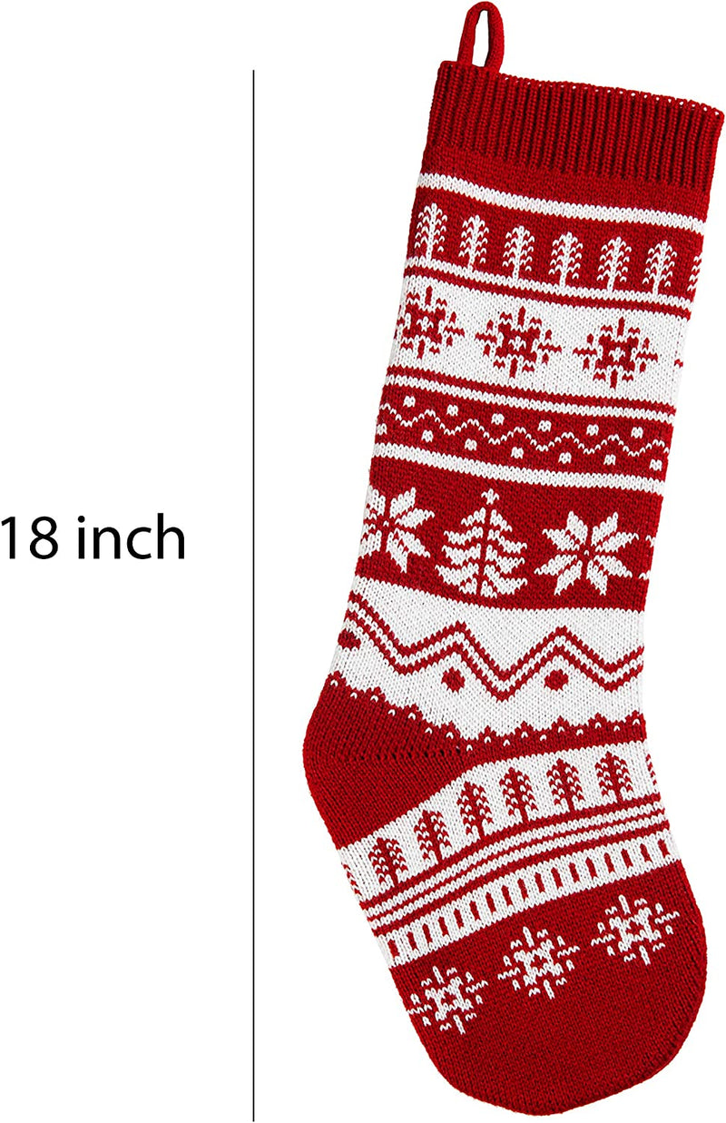 18" Knit Christmas Stockings, 6 Pack