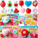 28Pcs Mochi Squishy Toys with Kids Valentines Cards for Classroom Exchange Gift