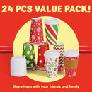 24Pcs Christmas Paper Cup 16 oz with Holiday Design