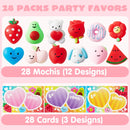 28Pcs Mochi Squishy Toys with Kids Valentines Cards for Classroom Exchange Gift