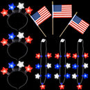 LED Necklaces, LED Headbands, and Flags, 9 Pcs