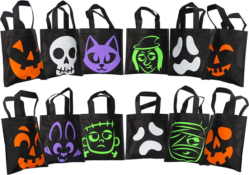 24 Halloween Black Non-woven Tote Bags