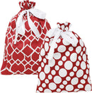 Red Fabric Gift Bag In 3 Sizes, 6 Pack