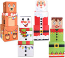 4 Christmas Characters Style Stacking Nesting Set of Boxes, 12 Pcs
