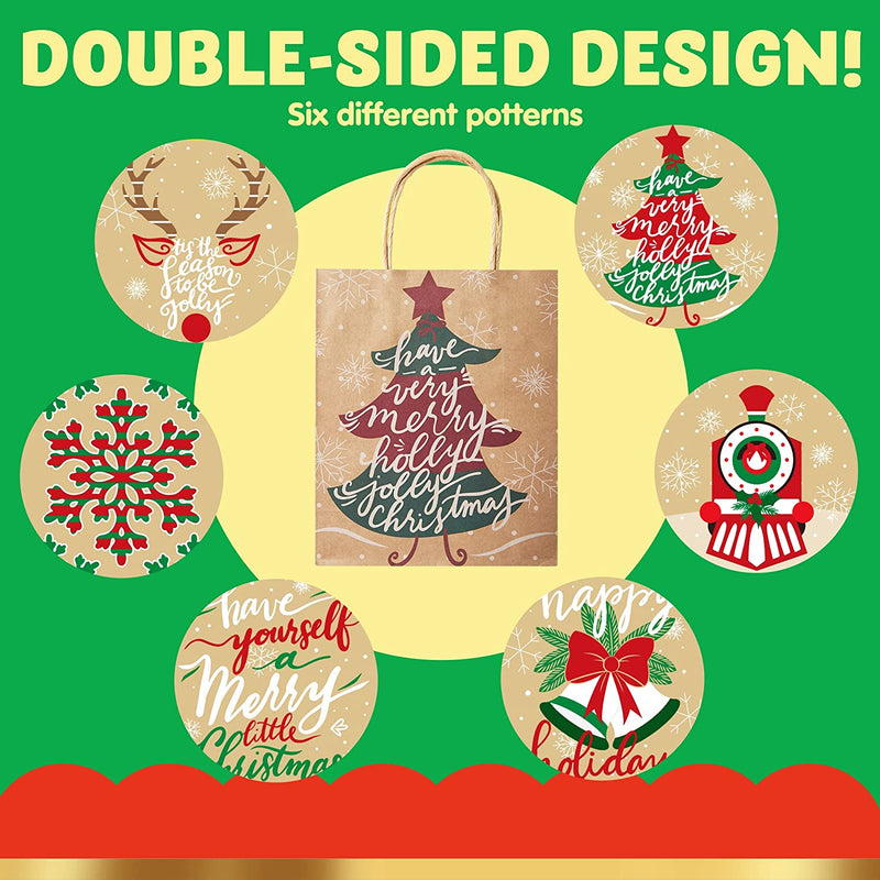 Christmas Kraft Paper Gift Bags with Large Characters