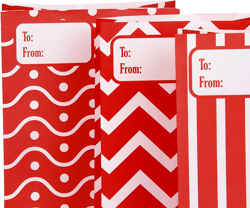 10" Red & White Treat Bags, 21 Pcs