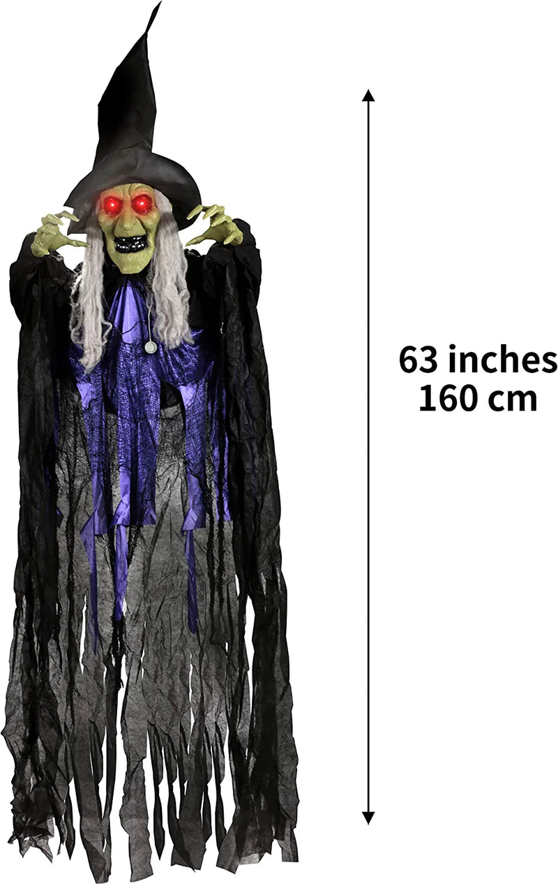 63in Hanging Animated Green Witch