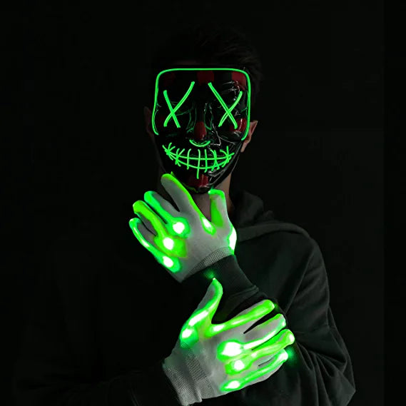 Led Scary Mask And Gloves (green)