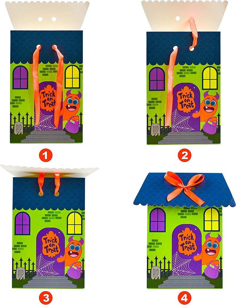 House Shaped Halloween Paper Bags, 24 Pcs