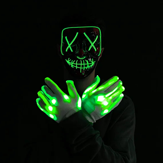 Led Scary Mask And Gloves (green)
