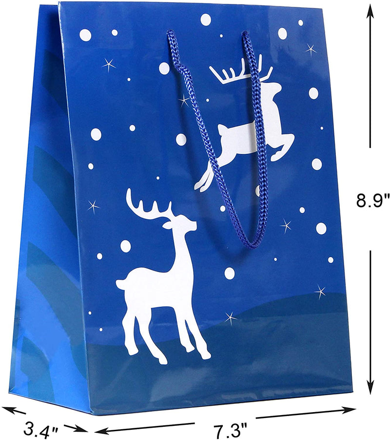 20 Pcs Christmas Holiday Blue Paper Gift Bags