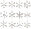 2.4in Glass Iridescent Snowflake and Icicle Ornaments, 28 Pcs