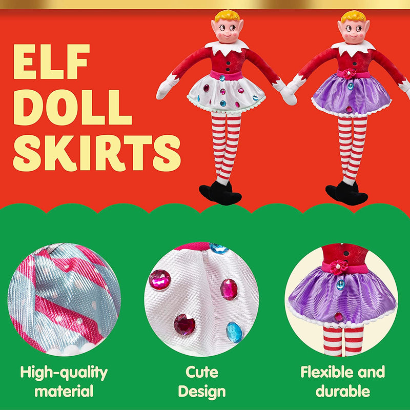 5Pcs Santa  Clothing winter skirts for elf doll