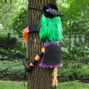 Crashing Witch Into Tree (green) Halloween Decoration