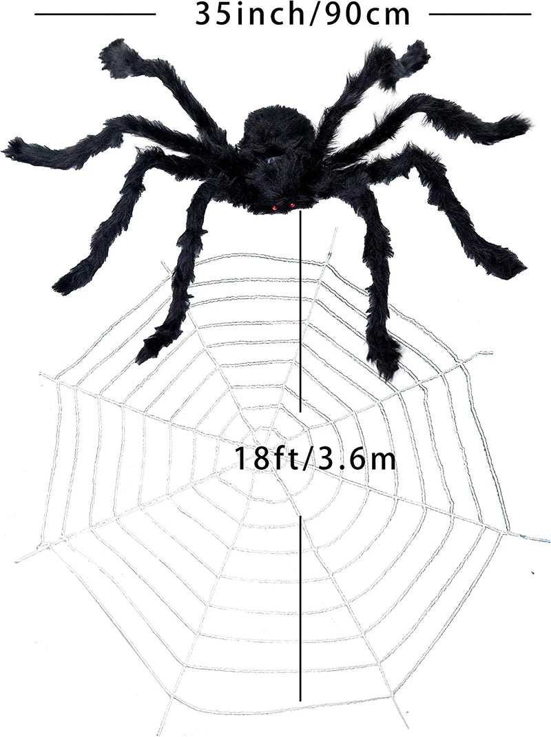 Giant Spider (35in) With Large Spider Web (11.8ft)