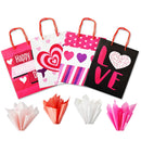 8Pcs Paper Gift Bags with Filing Paper for Valentines Day in 4 Designs for Kids